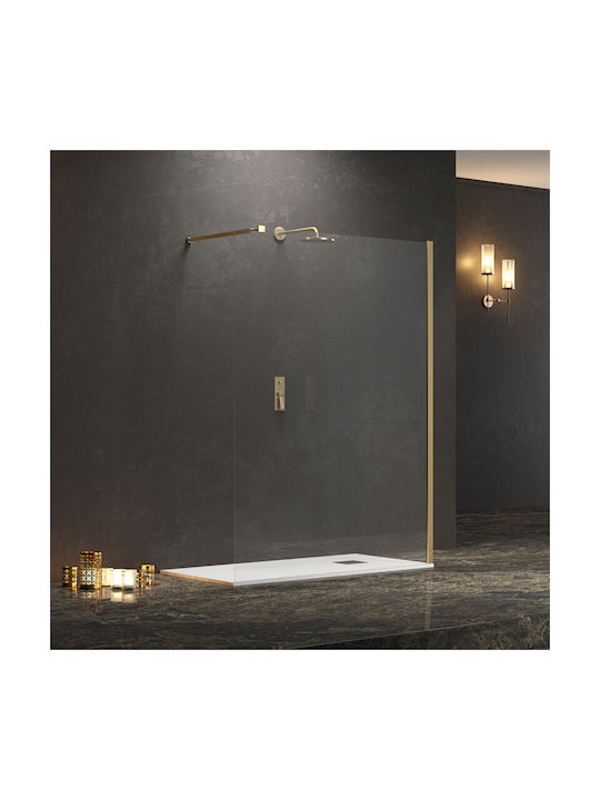 Karag Walkin 1 Σταθερό Πλαϊνό Ντουζιέρας 100x200cm Clear Glass Oro