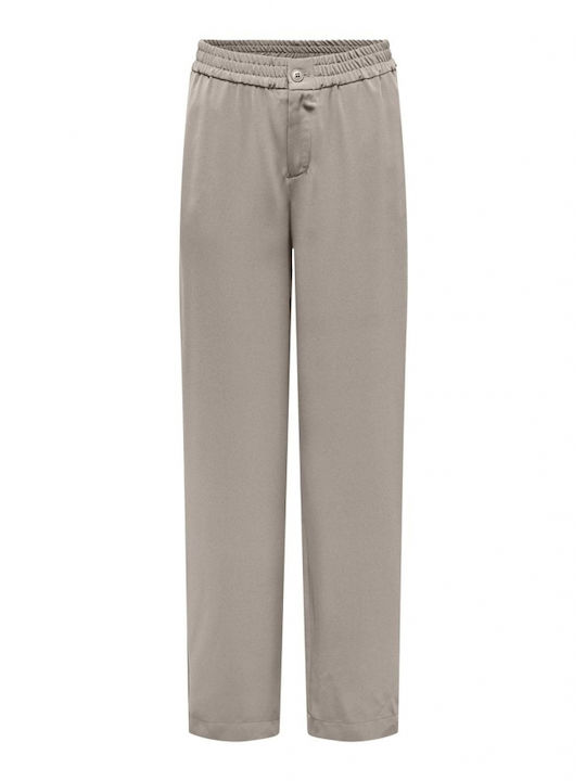 Only Women's Fabric Trousers with Elastic Beige