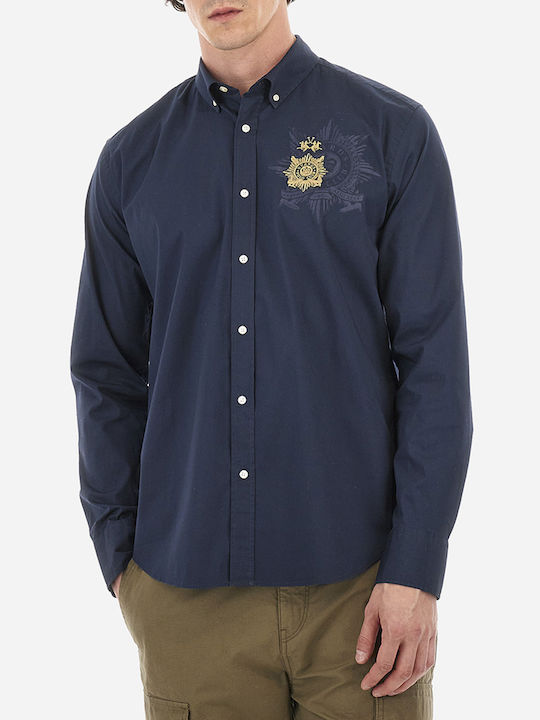 La Martina Men's Shirt Long Sleeve Cotton Navy Blue