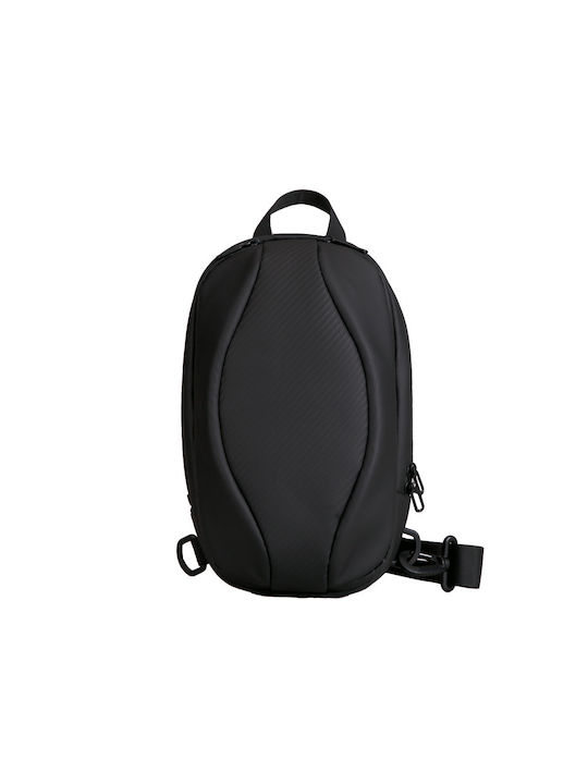Leastat Fabric Sling Bag with Zipper & Adjustable Strap Black 19x8x32cm