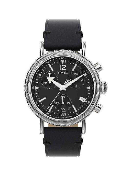 Timex Waterbury Standard Uhr Chronograph Batterie mit Schwarz Lederarmband