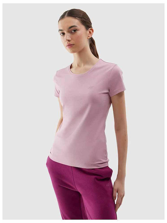 4F Women's Summer Blouse Cotton Short Sleeve Purple