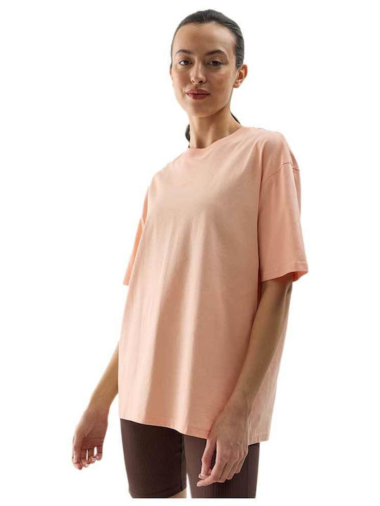 4F Γυναικεία Καλοκαιρινή Μπλούζα Βαμβακερή Κοντομάνικη Ροζ