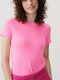 American Vintage Women's Summer Blouse Cotton Short Sleeve Pink