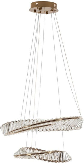 Artekko Pendant Light Gold with Crystals 60cm