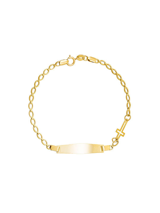 Kids Gold ID Bracelet 9K with Cross