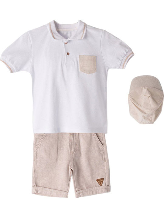 Hashtag Kids' Set with Shorts Summer 3pcs Beige