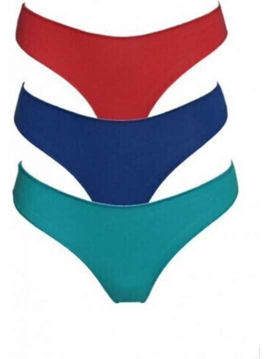 2nd Skin Damen Slip 3Pack Nahtlos Turquoise/Cor...