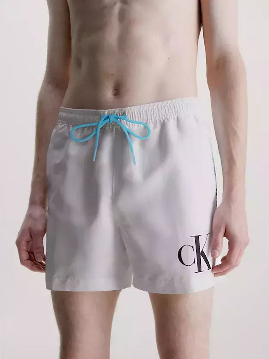 Calvin Klein Bărbați Înot Șorturi White cu Modele