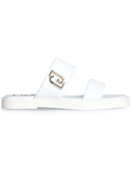 Liu Jo Leather Women's Flat Sandals in White Color