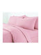 MayHome Sheet Sets Double with Elastic 140x200+25cm. Pink Pall 4pcs