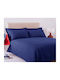 MayHome Sheet Sets Single 160x240cm. Navy Blue 3pcs