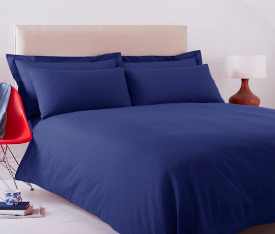 MayHome MayHome Bettlaken Super-Doppel mit Gummibettlaken 160x200+30cm Einfarbig Marineblau (4 Stück)