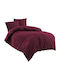 MayHome Super-Double Bed Sheets Set with Rubber Hugger 160x200+30cm Burgundy (4 Pieces)