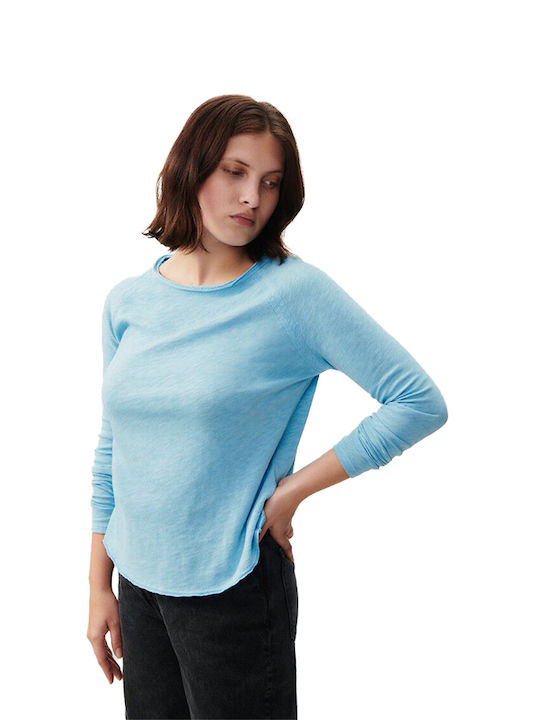 American Vintage Γυναικεία Μπλούζα Βαμβακερή Μακρυμάνικη Γαλάζια
