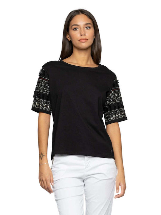 kocca Women's Summer Blouse Short Sleeve Black