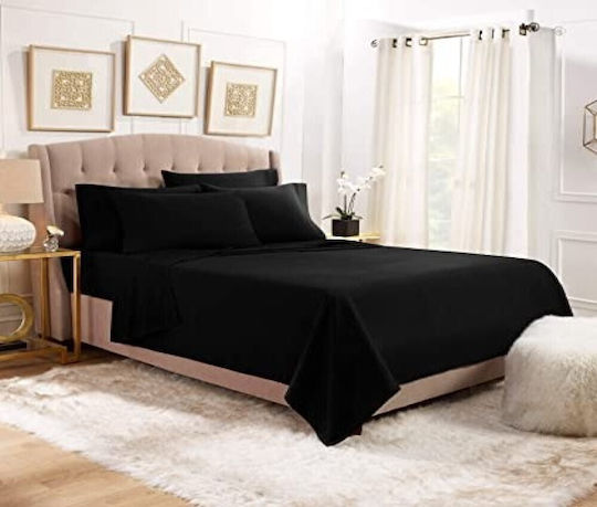 MayHome Set Coverlet King Size Cotton Black 260x240cm 3pcs