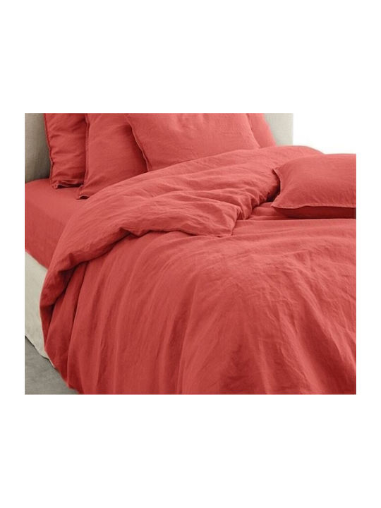 MayHome Duvet Cover Set Cotton Semi-double with Pillowcase 180x240 Coral