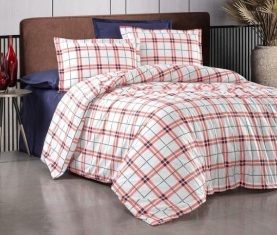 MayHome Duvet Cover Set Cotton Single with Pillowcase 160x240 Coral