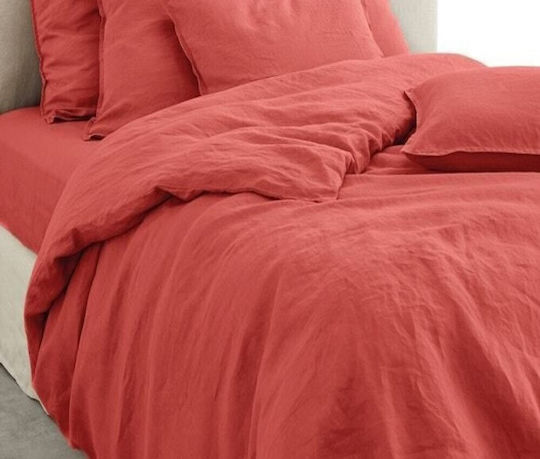 MayHome Duvet Cover Set Cotton Double with 2 Pillowcases 200x240 Coral