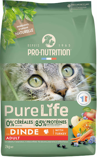 Flatazor Pure Life Dry Food Grain-Free & Gluten-Free for Adult Sterilized Cats with Turkey 2kg