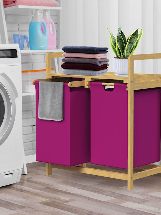ML-Design Laundry Basket Wooden Folding Purple