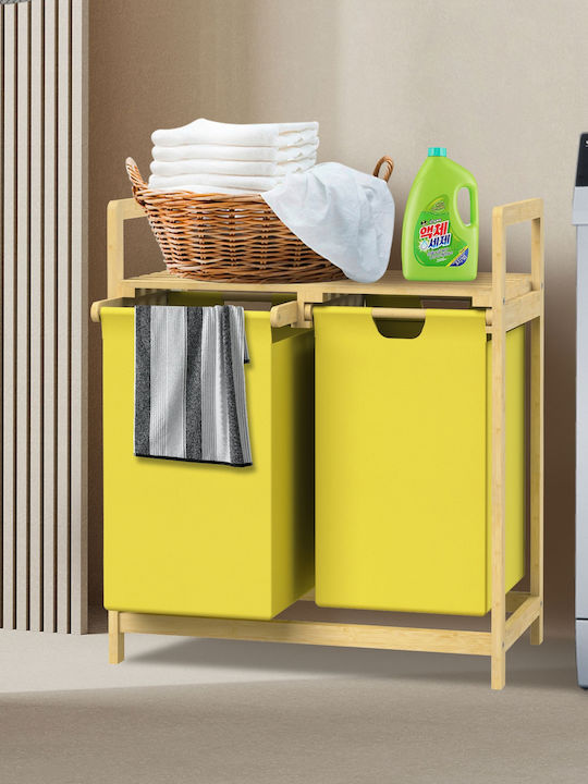 ML-Design Laundry Basket Wooden Folding 63x33x73cm Yellow