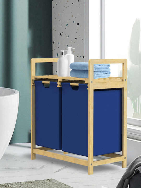 ML-Design Laundry Basket Wooden Folding Blue