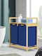 ML-Design Laundry Basket Wooden Folding Blue