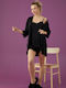 Eliz Sommer Damen Robe mit Pyjama Schwarz