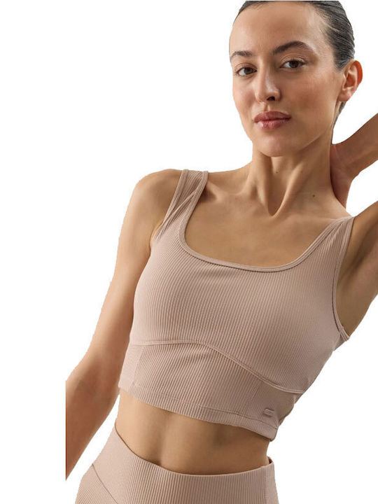 4F Γυναικείο Αθλητικό Crop Top Αμάνικο Μπεζ
