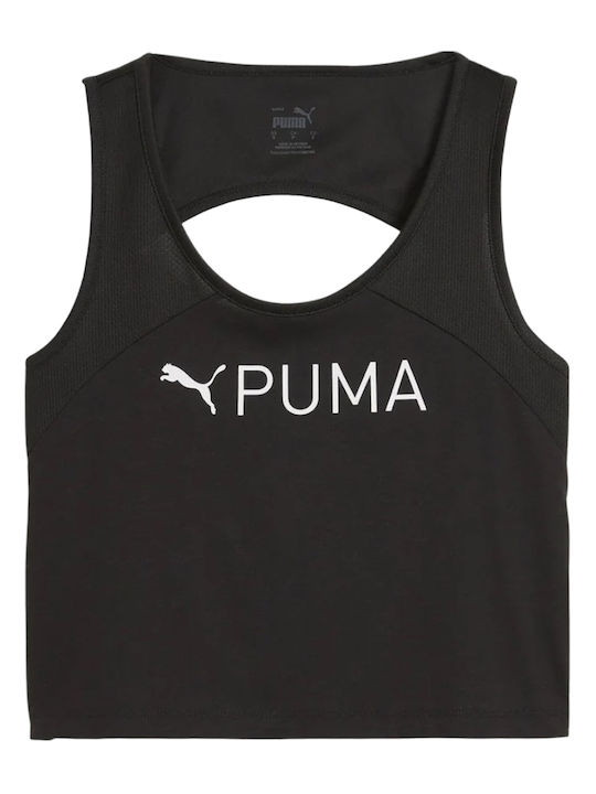 Puma Women's Athletic Crop Top Sleeveless Fast Drying black