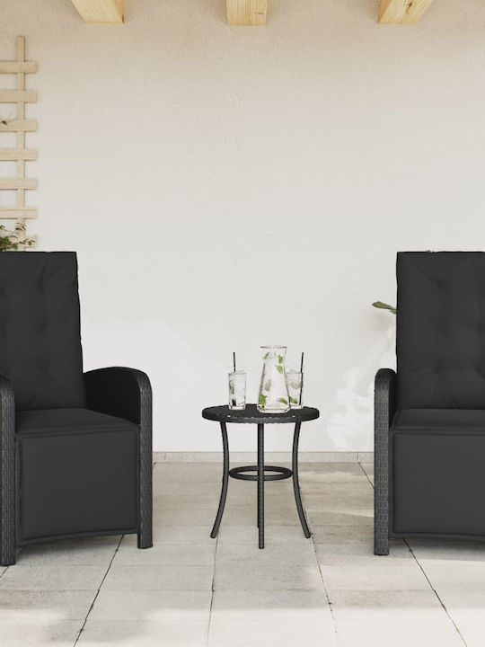 Καρέκλα Εξωτερικού Χώρου Rattan Μαύρο με Μαξιλάρι 2τμχ 57x61x93εκ.