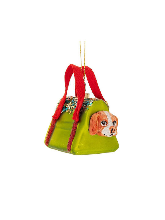 Ornament suspendat Câine De sticlă Verde 5x9buc