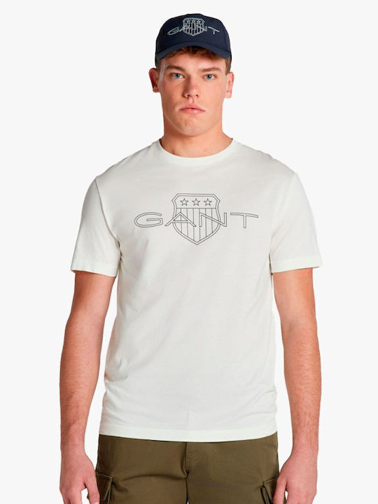 Gant Мъжко Тениска с Къс Ръкав Eggshell