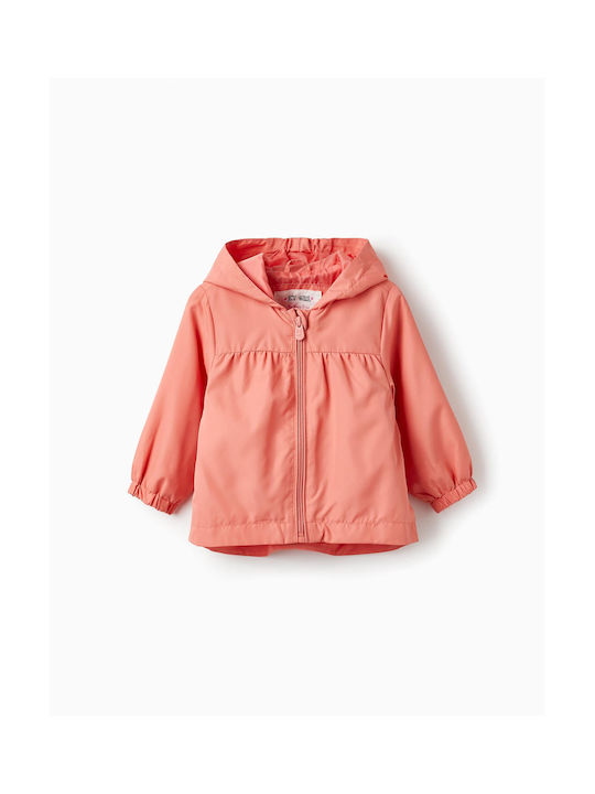 Zippy Kids Casual Jacket Long Windproof with Hood Coral