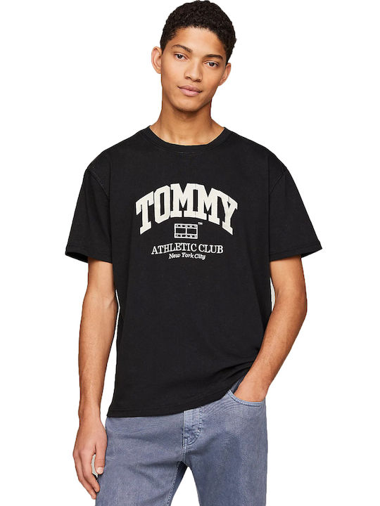 Tommy Hilfiger T-shirt Bărbătesc cu Mânecă Scurtă Negru