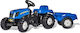 Kids Ride On Tractor Foot-to-Floor with Trailer and Pedal Blue for 3+ Years
