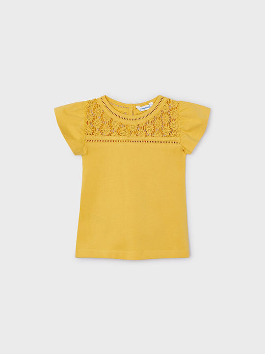 Mayoral Kids Blouse Short Sleeve honey guipure