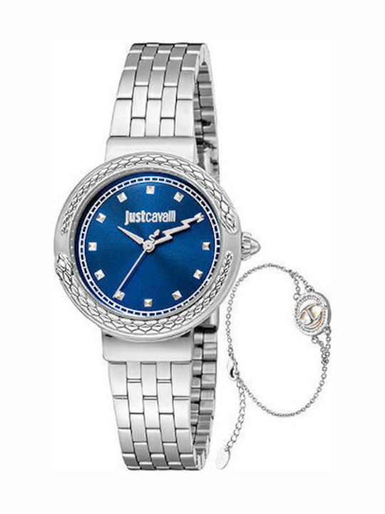 Just Cavalli Women's Watch Battery Set with Silver Stainless Steel Bracelet