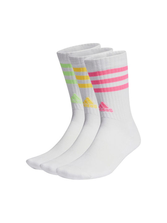 Adidas 3-stripes Cushioned Athletic Socks Yellow 3 Pairs