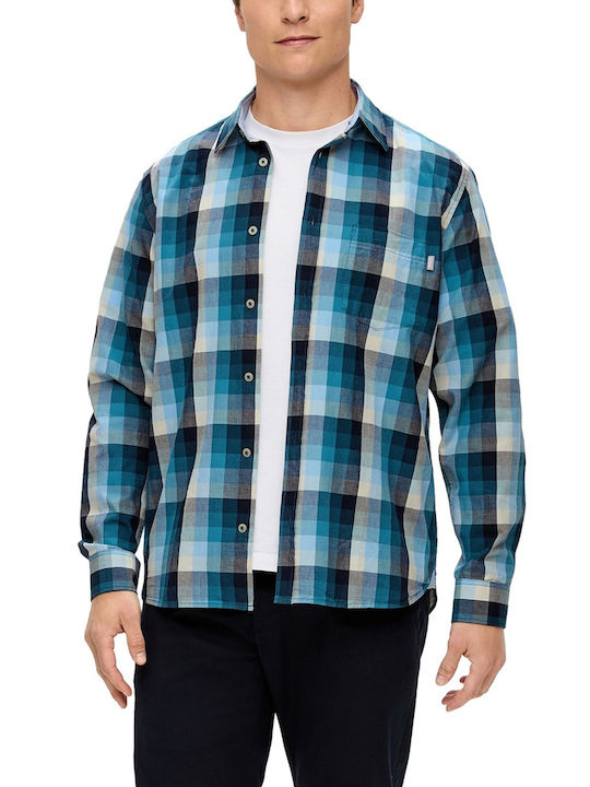 Red Label Long-sleeved Shirt Checked Blue