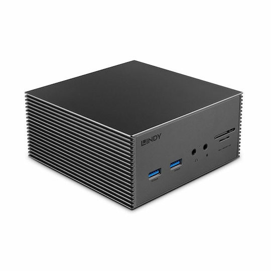 Lindy USB-C Docking Station with HDMI/DisplayPort 4K PD Ethernet and Support for 2 Monitors Black (43378)