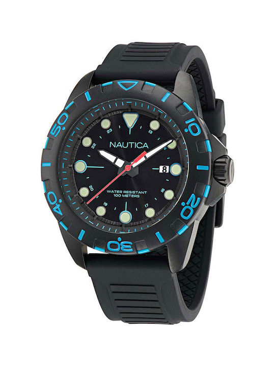 Nautica Watch Battery with Black Rubber Strap