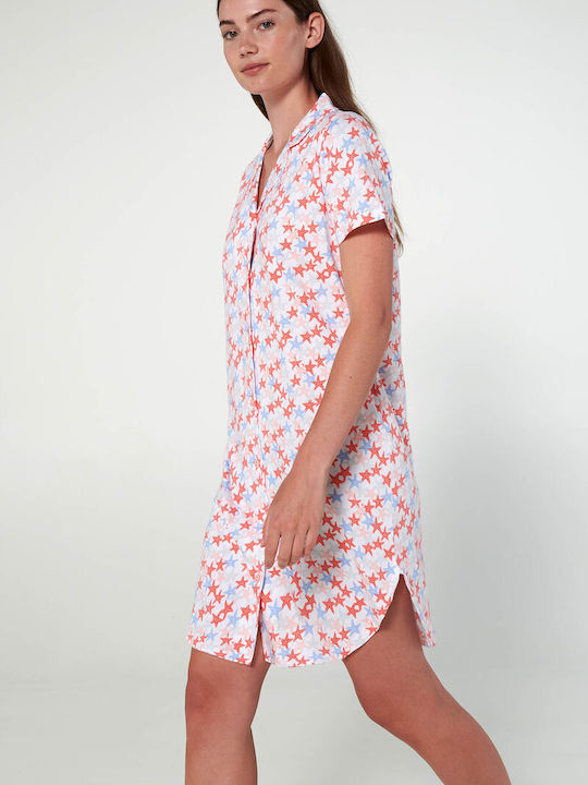 Vamp Summer Cotton Women's Nightdress Coral Berry