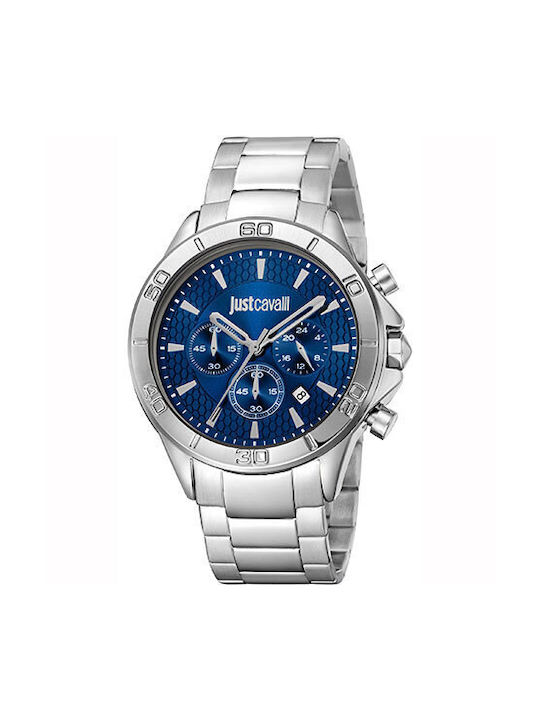 Just Cavalli Uhr Chronograph Batterie mit Silber Metallarmband