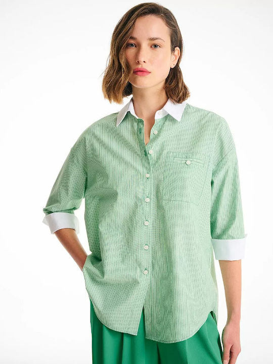 Forel Women's Striped Long Sleeve Shirt Green