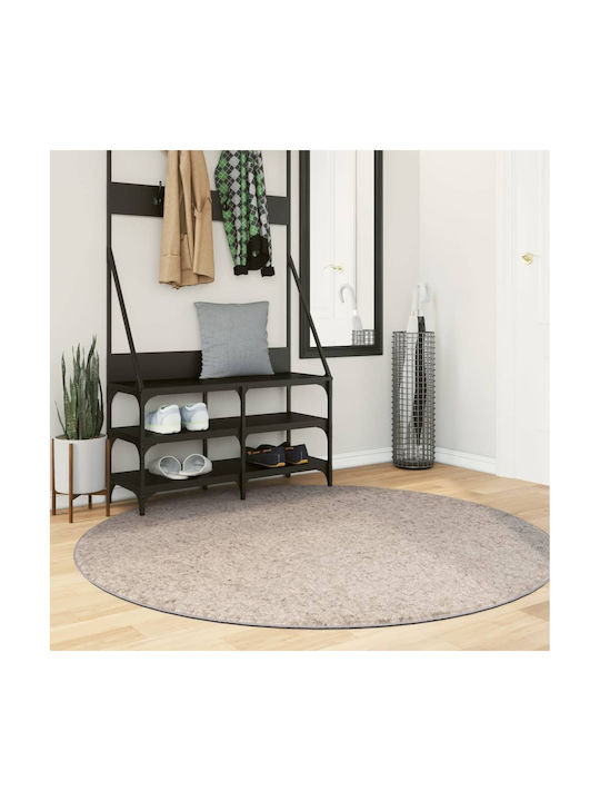 vidaXL Rug Round Shaggy Beige