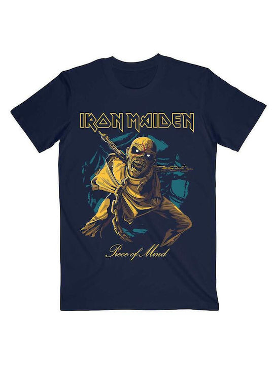 Rock Off T-shirt Iron Maiden Navy Blue Cotton