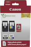 Canon PG-560/CL-561 Photo Value Pack με 2 Μελάνια Εκτυπωτή InkJet Κίτρινο / Κυανό / Ματζέντα / Μαύρο (3713C008)